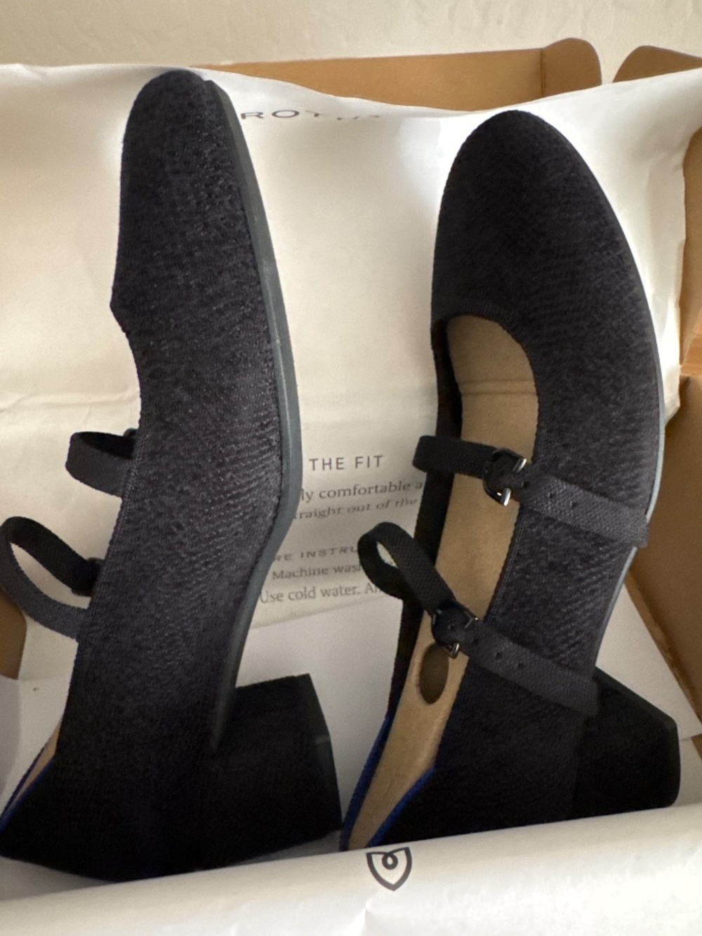 Rothy's The ReVelvet™ Double Buckle Mary Jane Heel - ReVelvet™ Black Size 8 - Picture 7 of 7